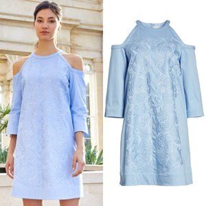 Ted Baker JETTA Cold Shoulder Blue Embroidered Dress Ted Sz 2